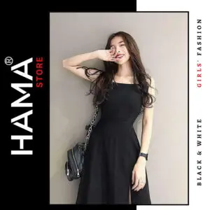Đầm 2 dây hở lưng HAMA STORE H7 - Khoen lỗ phía sau quyến rũ